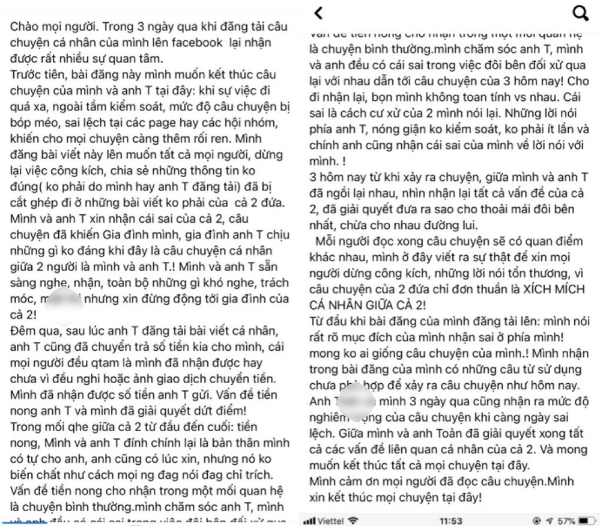  Cô gái tự nhận bản thân mình cũng sai và khẳng định việc cho nhận trong một mối quan hệ là bình thường.&nbsp;(Ảnh chụp màn hình FB T.N.L)