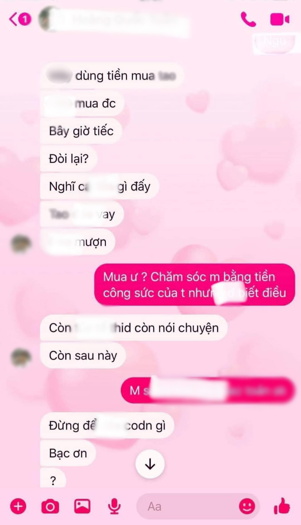  Chàng trai còn nói những lời rất khó nghe với bạn gái của mình.&nbsp;(Ảnh: FB T.N.L)
