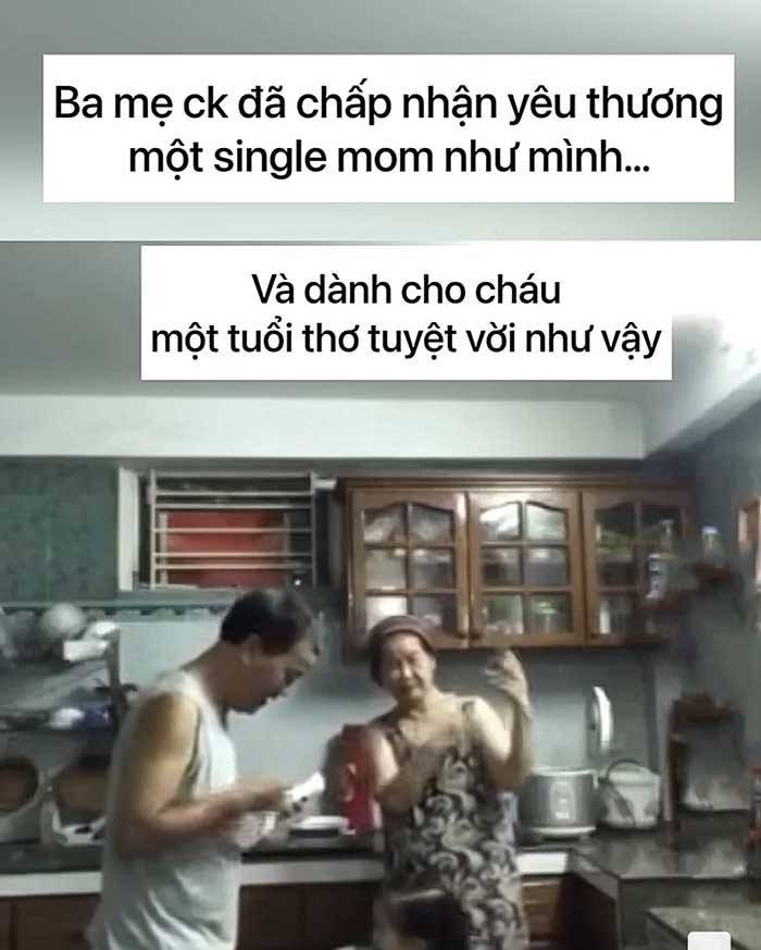  Ông bà coi con riêng của con dâu như cháu ruột của mình. (Ảnh cắt từ clip TikTok&nbsp;menhihealthy)