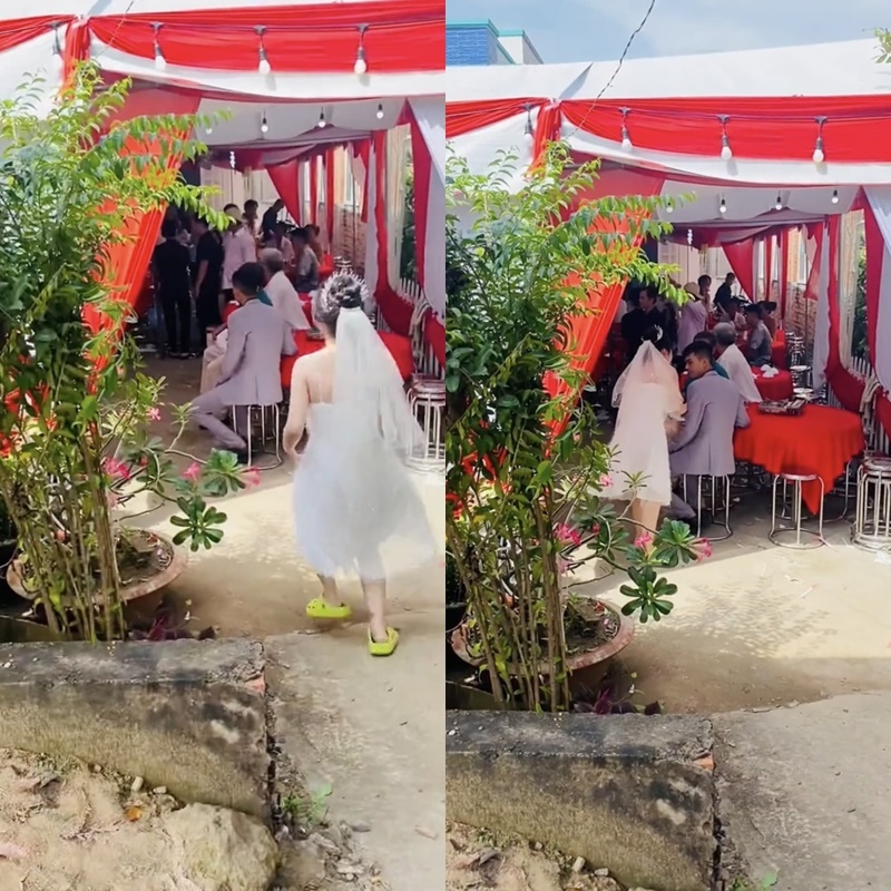  Không mang tiền theo người, cô gái phải chạy vào cầu cứu chồng.&nbsp;(Ảnh: Chụp màn hình TikTok HTV)