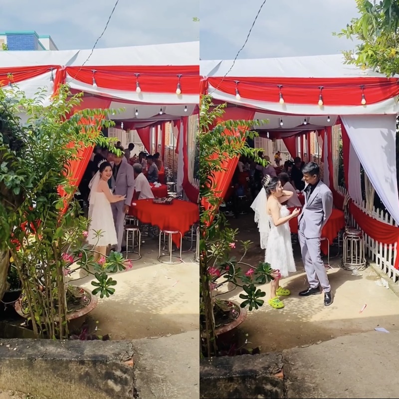  Cô dâu phải trình bày lại sự việc với chồng.&nbsp;(Ảnh: Chụp màn hình TikTok HTV)