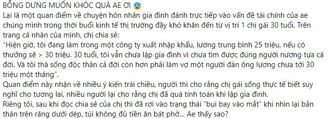 Gái 30 tuổi tuyên bố ở vậy còn hơn cưới chồng lương dưới 30 triệu-1