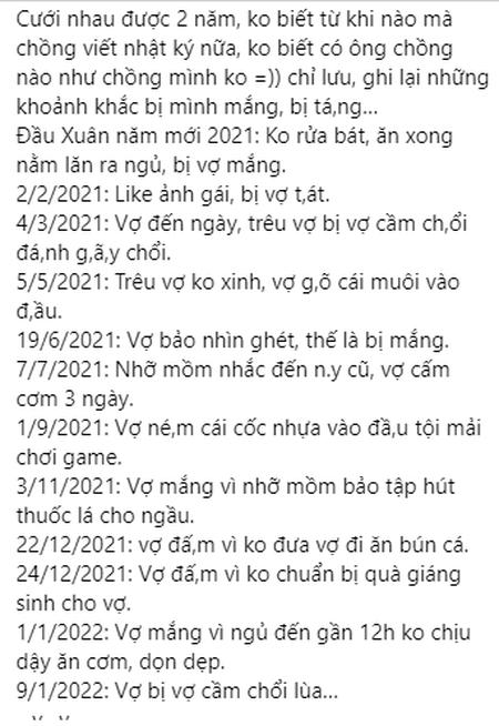 Chồng viết nhật ký chi tiết bị vợ bạo hành, dân mạng cười vỡ bụng-1