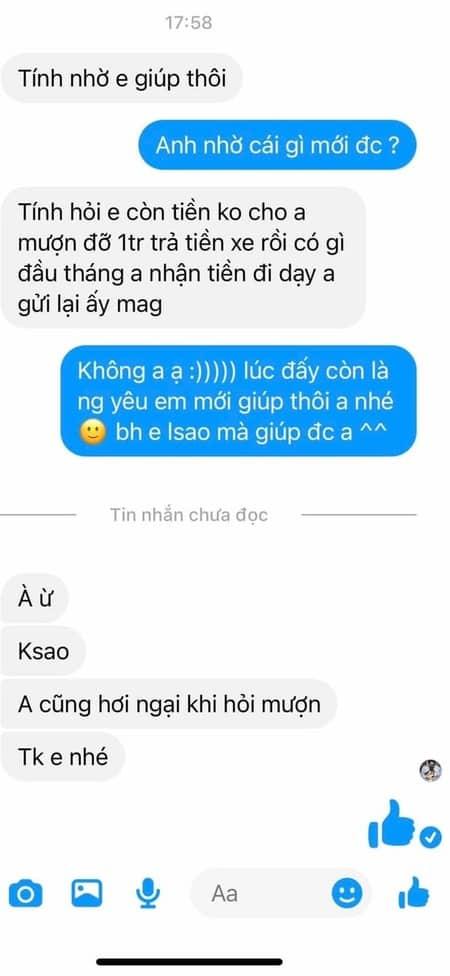 Đá bạn gái chạy theo tình cũ, hết tiền vẫn hỏi vay không xấu hổ-3