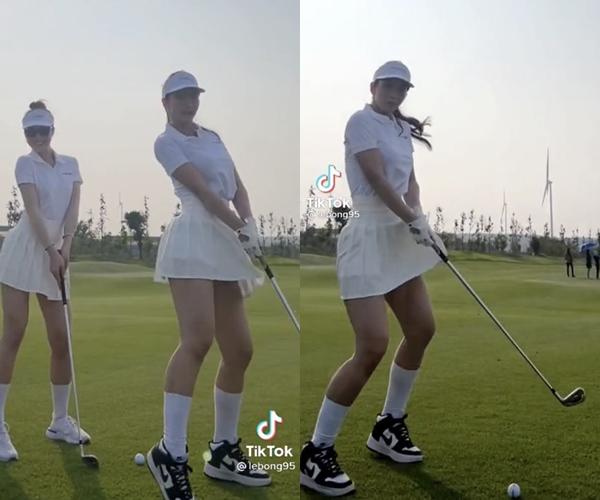 Lê Bống chơi golf mặc siêu ngắn, nhảy nhót suýt lộ điểm nhạy cảm-2