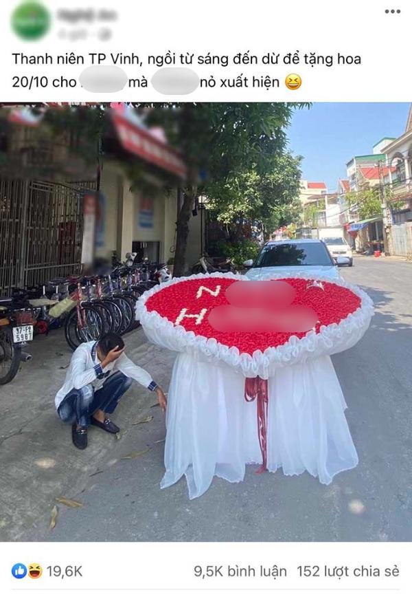 Chuẩn bị bó hoa 20/10 siêu to, anh chàng vẫn phải chịu cô đơn-1