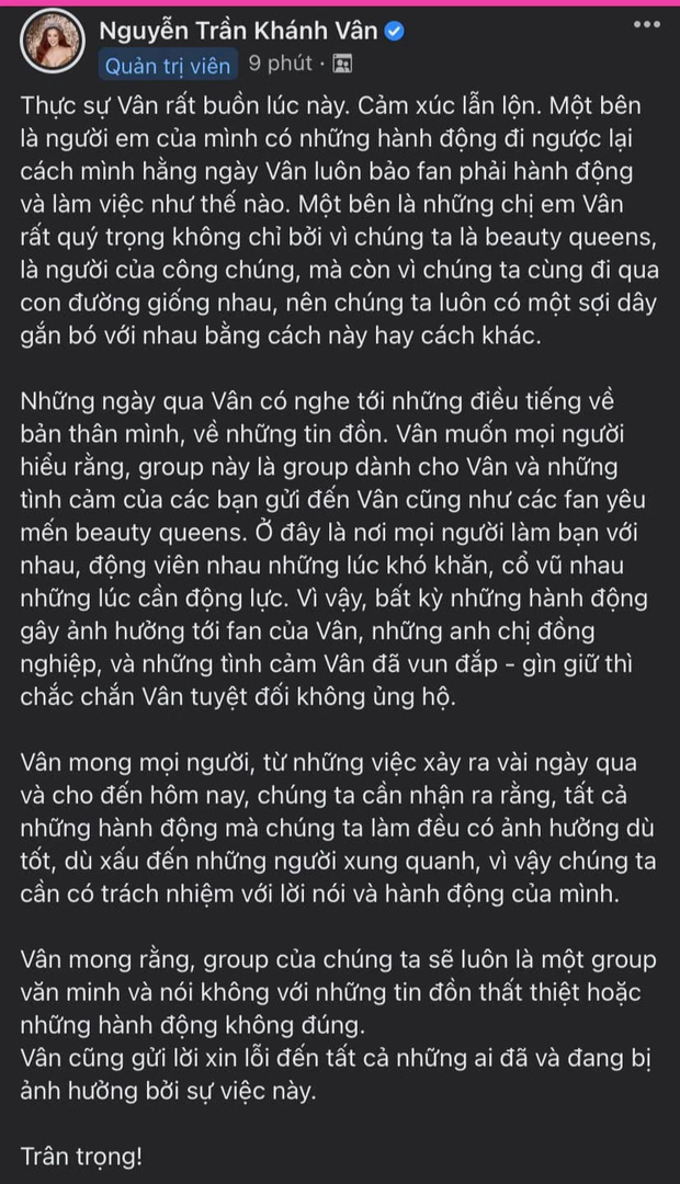Khánh Vân lên tiếng trước hành động gây tranh cãi của trưởng FC