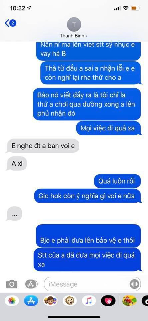 Ngoài ra, cô chia sẻ loạt tin nhắn trò chuyện với Thanh Bình, tiết lộ đang giữ đầy đủ bằng chứng hẹn hò hơn 1 năm qua