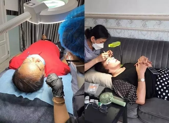 Bố ruột Ngô Thanh Vân đi "tút tát" lại chân mày, trong khi đó mẹ cô lại đi nối lông mi trước thềm hôn lễ của con gái.