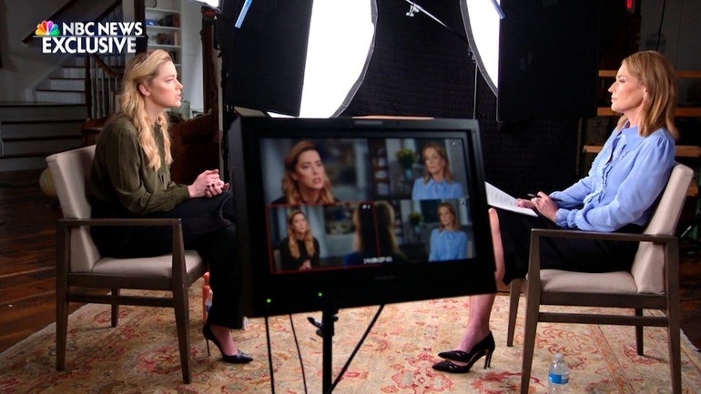 Amber Heard trong buổi phỏng vấn với đài NBC News (Ảnh: NBC News).