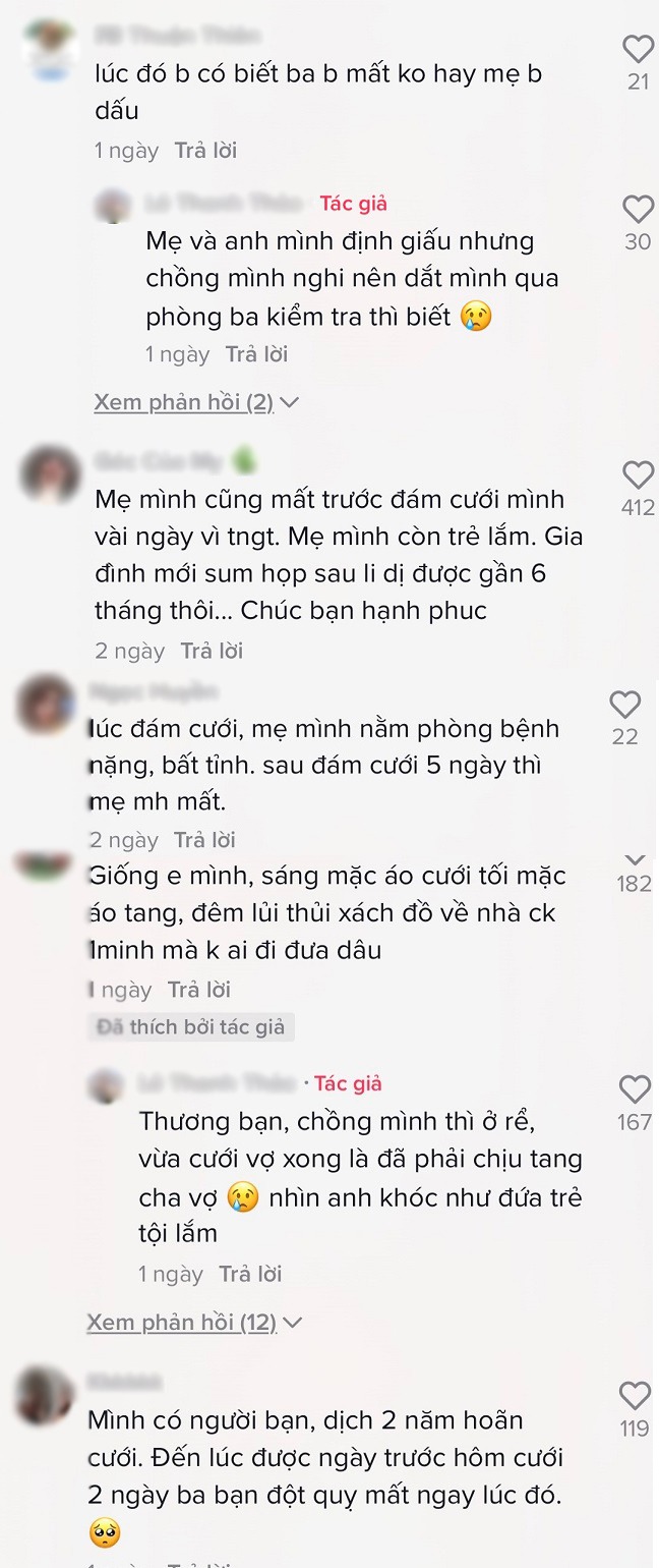  Một số bình luận của độc giả sau khi xem xong câu chuyện.&nbsp;(Ảnh: Cắt từ TikTok L.T.T)