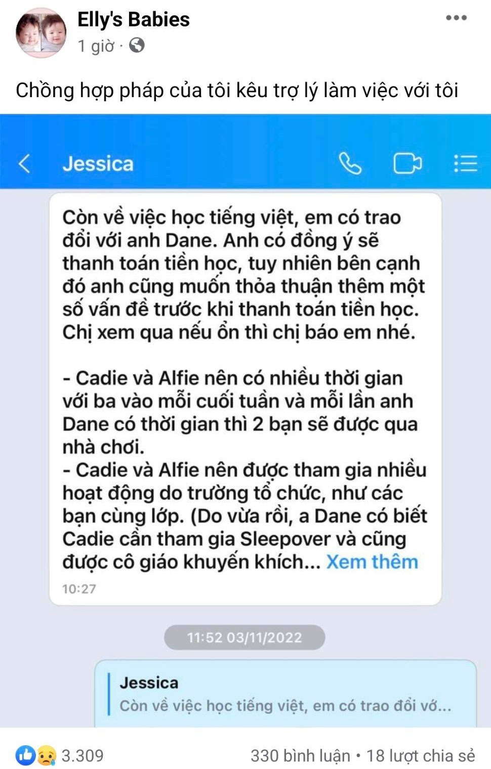 Chồng Elly Trần truyền đạt thông tin đến nữ người mẫu thông qua trợ lý