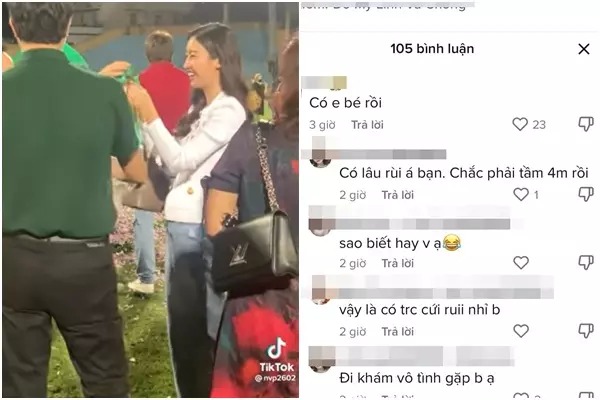 Dưới phần bình luận, một tài khoản còn khẳng định bà xã thiếu gia Đỗ Vinh Quang đang mang thai, được khoảng 4 tháng vì bắt gặp Đỗ Mỹ Linh khi đi khám.