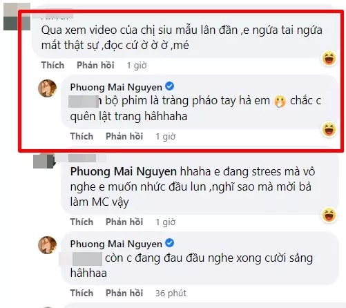 Phương Mai tung hứng với người quen khi nhắc đến một "siêu mẫu" đi làm MC.