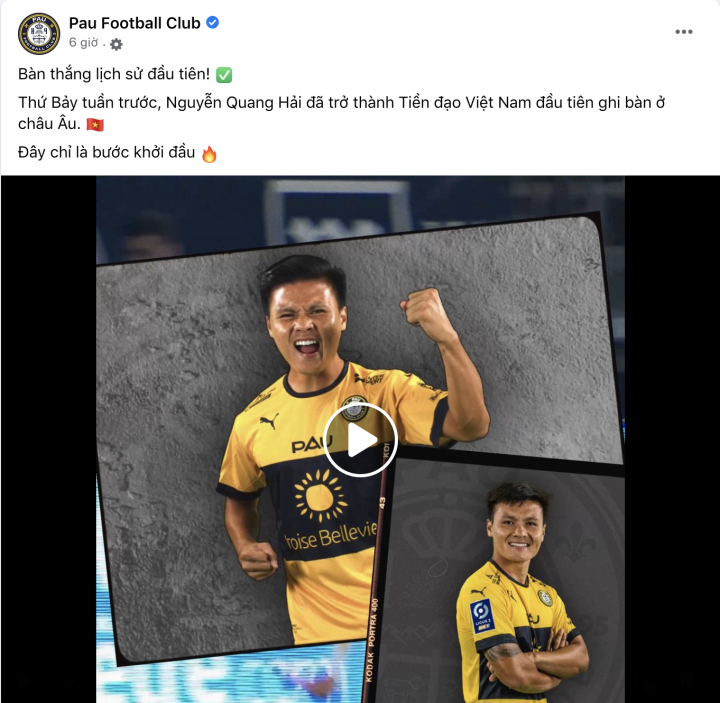 Pau FC: 'Bàn thắng của Quang Hải chỉ là bước khởi đầu' - 1