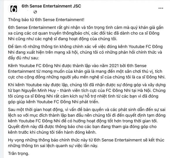 Đông Nhi và công ty của cô lên tiếng về ồn ào giữa ê kíp và cộng đồng fan của cô