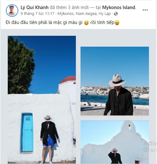Quang Vinh và Lý Quí Khánh check-in tại Mykonos cùng ngày