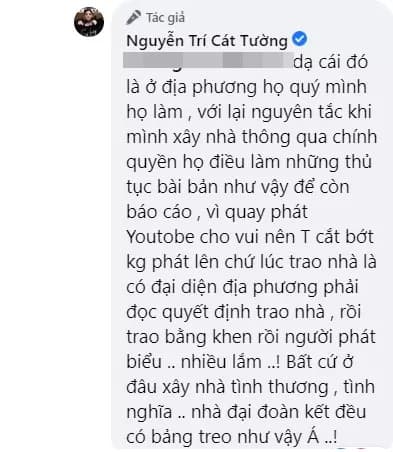 Cát Tường phản hồi lại ý kiến của vị khán giả trên