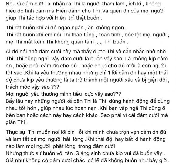 vì một người bạn đã nhắn tin trách hờn cô sau khi dự