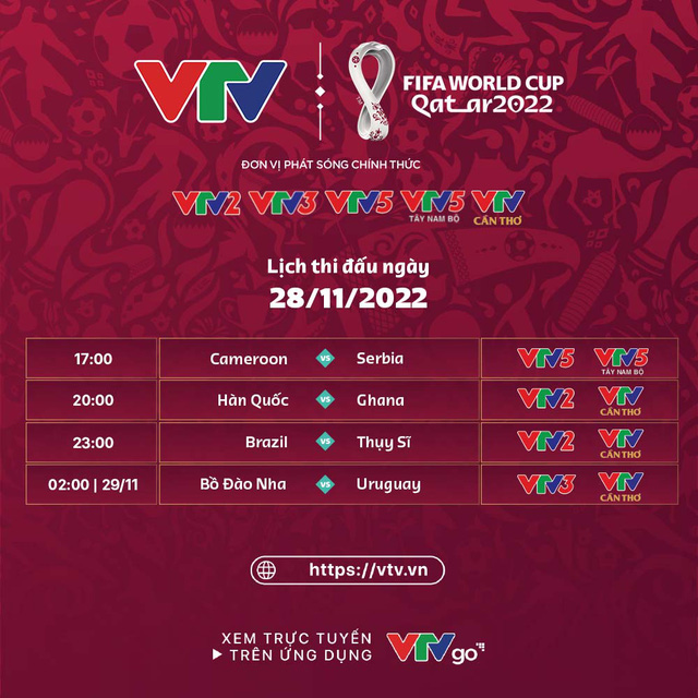 Lịch thi đấu và trực tiếp World Cup 2022 hôm nay: Tâm điểm Bồ Đào Nha vs Uruguay, Brazil vs Thụy Sĩ - Ảnh 1.