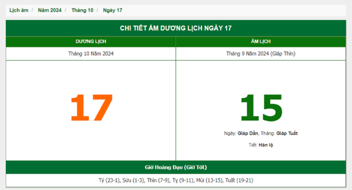 Hôm nay (17/10), có phải ngày đẹp không?