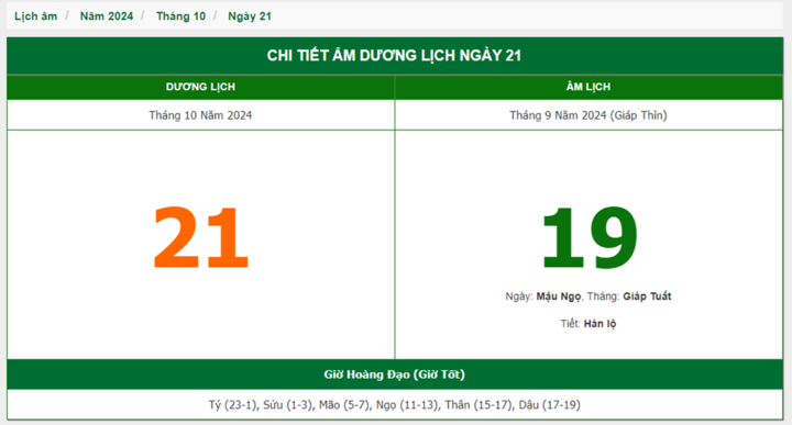 Hôm nay (21/10), có phải ngày đẹp không?