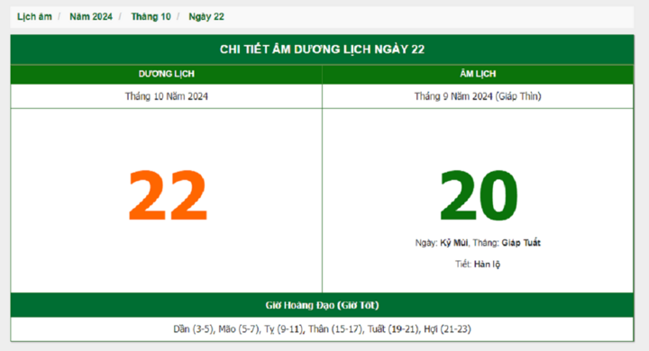 Hôm nay (22/10), có phải ngày đẹp không?