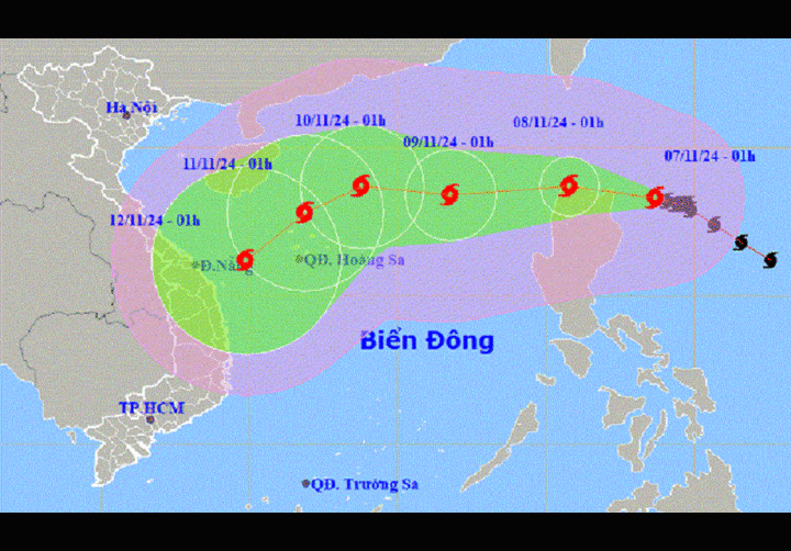 Thời tiết hôm nay ngày 9/11: Bão số 7 có khả năng suy yếu, di chuyển 