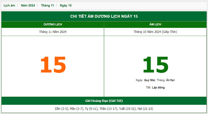 Hôm nay (15/11), có phải ngày đẹp không?