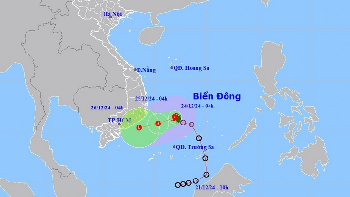 Tin bão mới nhất sáng 24/12: Bão di chuyển theo hướng Tây, biển động mạnh