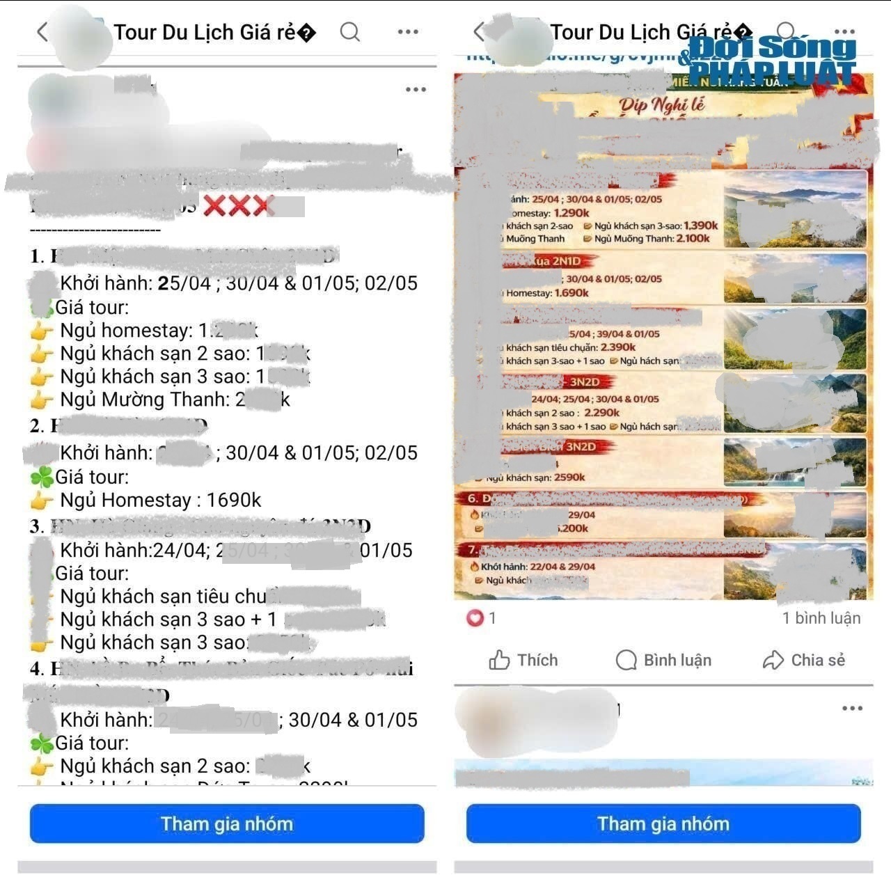 Hàng loạt bài đăng quảng cáo tour du lịch giá rẻ xuất hiện trên mạng xã hội với mức giá hấp dẫn. Ảnh minh họa