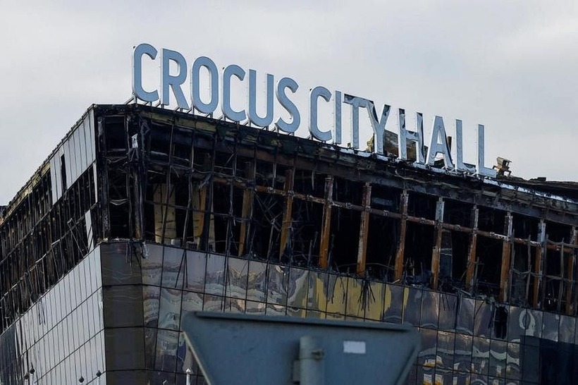 Hình ảnh nhà hát Crocus City Hall sau vụ tấn công. Ảnh: Reuters