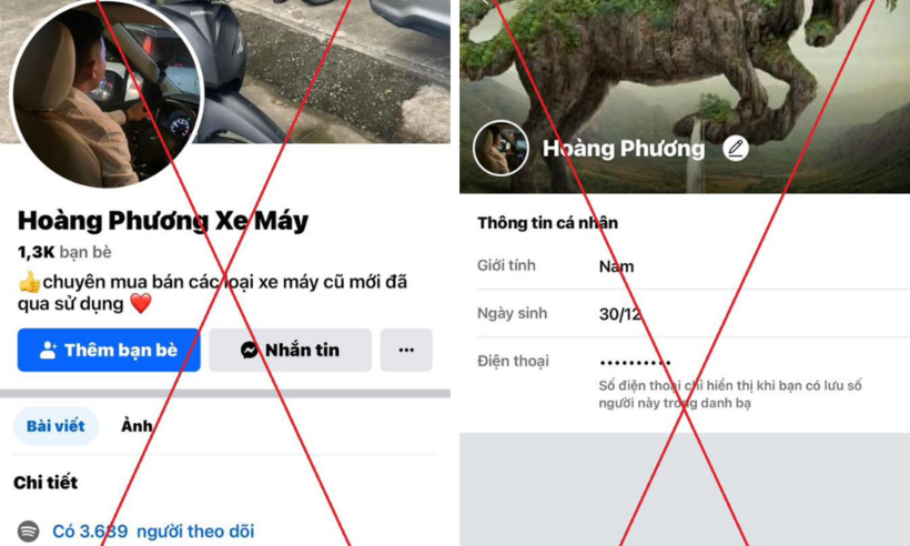 Các đối tượng sử dụng tài khoản mạng xã hội giả mạo như tài khoản Facebook để đăng các bài viết kèm theo hình ảnh xe máy cũ để lừa đảo bán xe máy. (Ảnh: Công an Tuyên Quang)