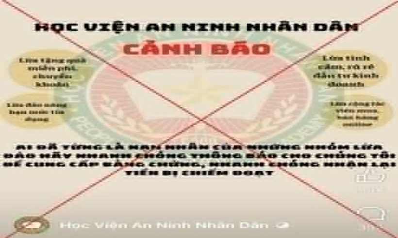 Cảnh báo giả mạo Học Viện An Ninh Nhân Dân để lừa đảo.