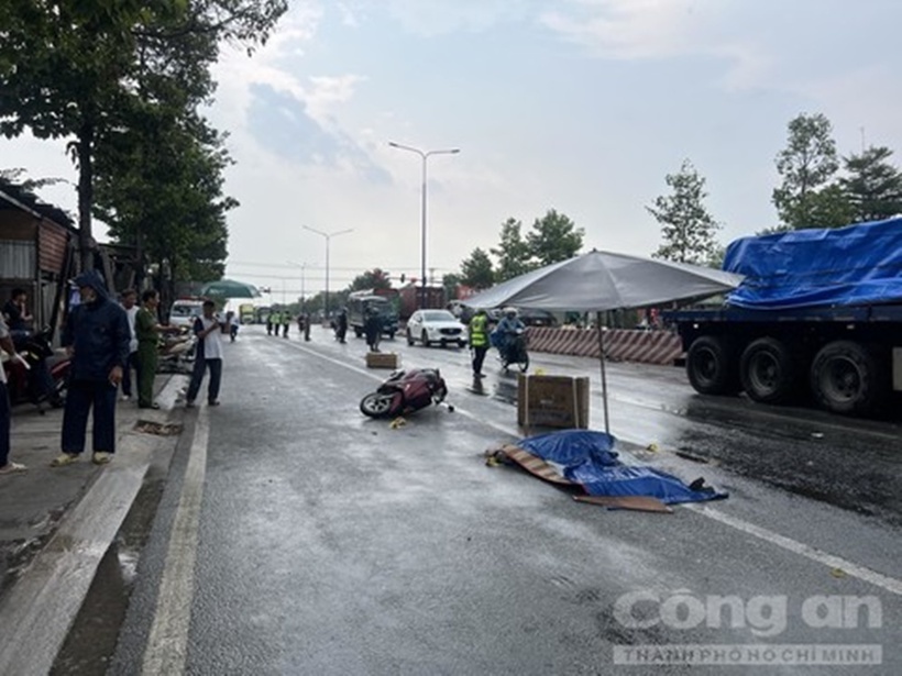 Hiện trường xảy ra vụ tai nạn. Ảnh: Báo Công an TP.HCM.