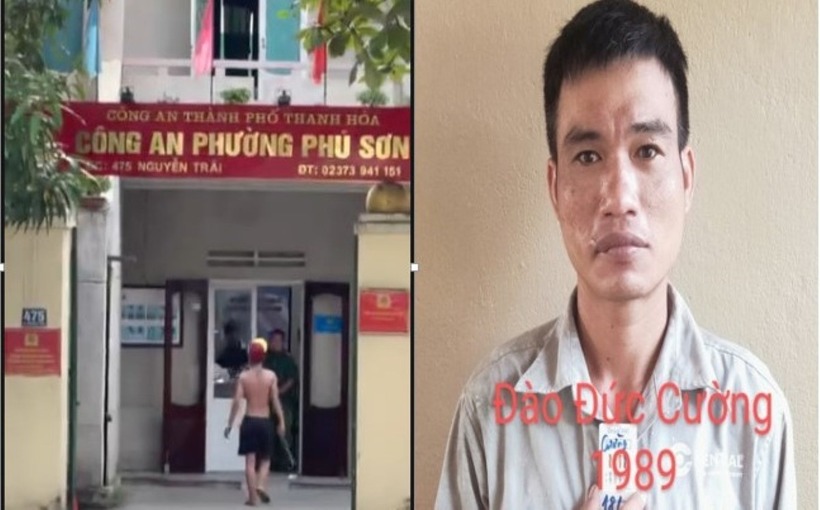 Người đàn ông 34 tuổi cầm tuýp sắt xông vào trụ sở công an phường bị khống chế ngay sau đó. Ảnh: VietNamnet