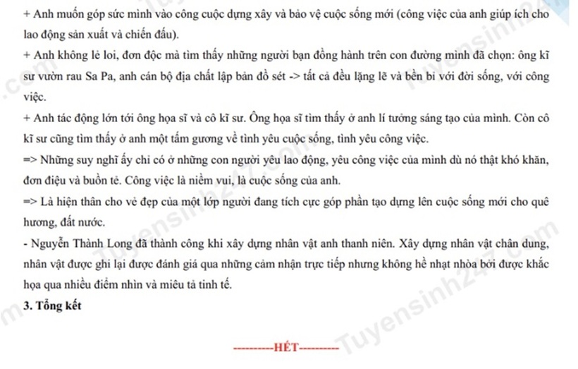 Đáp án gợi ý môn Ngữ văn tỉnh Vĩnh Phúc.