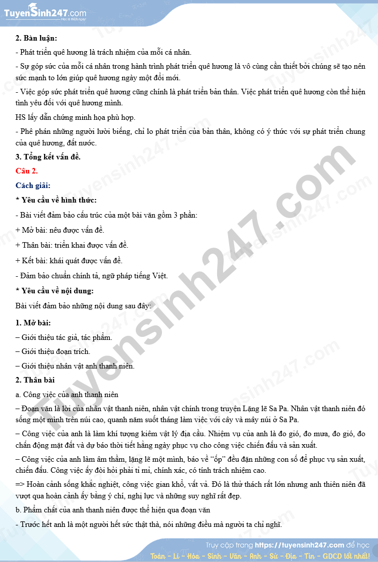 Đáp án gợi ý, đề thi môn Ngữ văn kỳ thi vào 10 tại Hải Phòng - 4