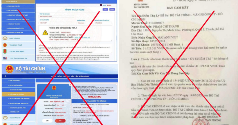 Văn bản và website giả mạo Bộ Tài chính.