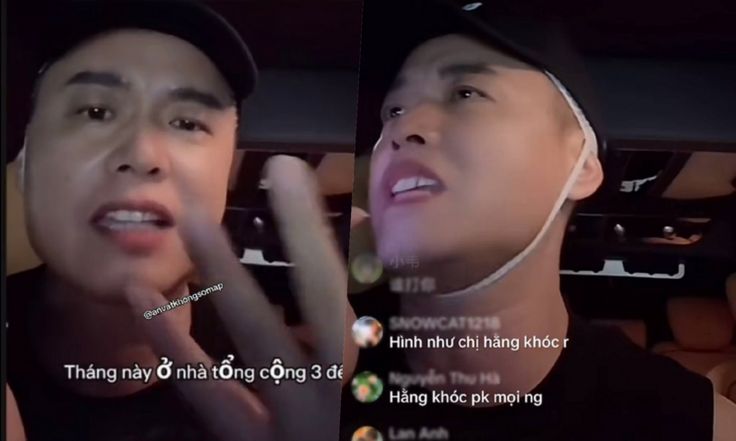 Chồng Hằng Du Mục trong livestream mới nhất. Ảnh cắt từ clip