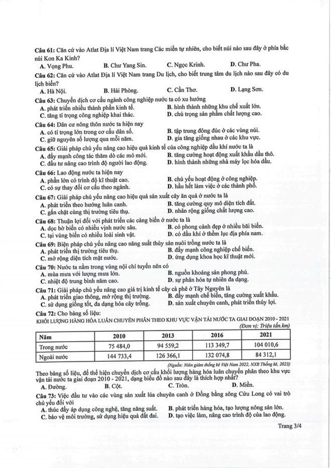 Đáp án đề thi môn Địa lý mã đề 307, 308, 309 tốt nghiệp THPT 2024 mới nhất chính xác nhất - 3