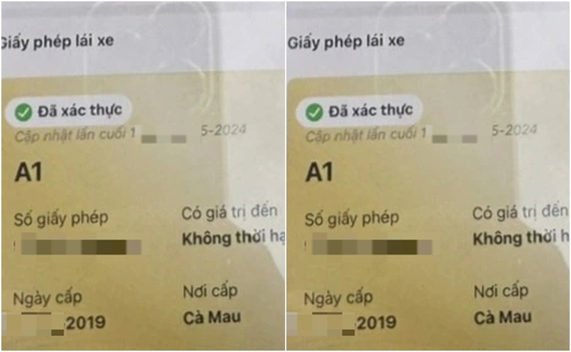 Giấy phép lái xe của anh T. bị tạm giữ trên môi trường điện tử. (Ảnh: Công an)