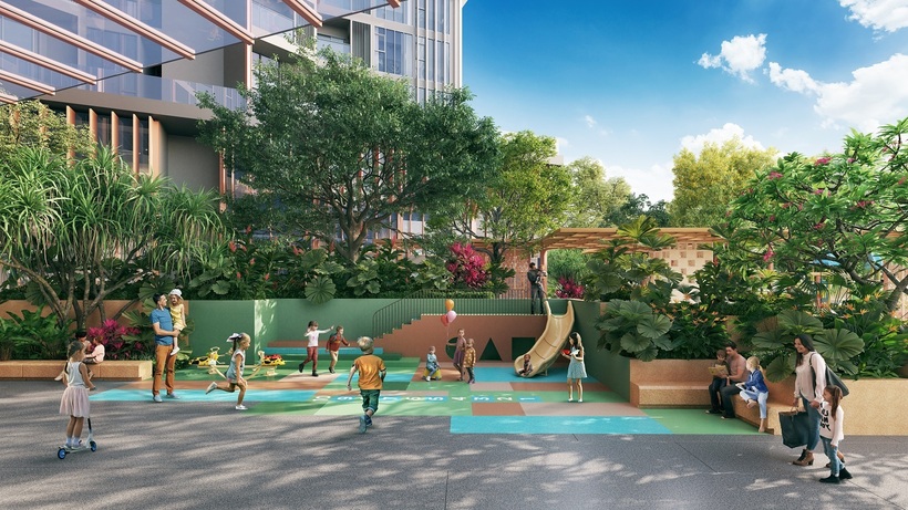 Công viên Central Park 5000m2 thuộc quần thể. Ảnh phối cảnh minh họa Sun Property