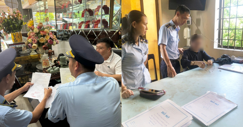 Doanh nghiệp tiến hành tiêu hủy hàng hóa giả mạo nhãn hiệu CHANEL (ảnh phải).