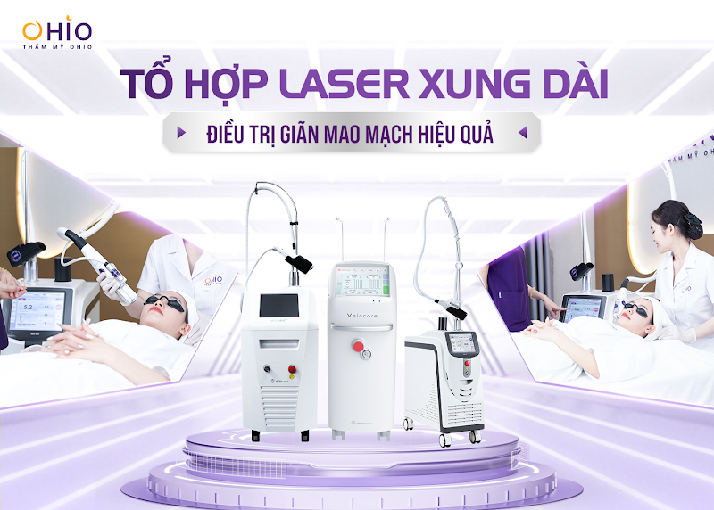 Tổ hợp laser xung dài điều trị mao mạch máu