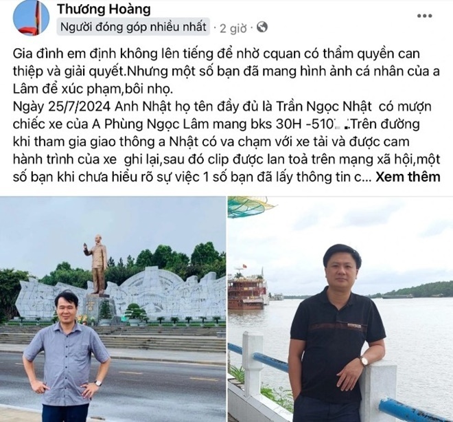 Người nhà ông Phùng Ngọc Lâm đăng tải lên nhiều diễn đàn mạng xã hội việc nhầm lẫn thông tin, hình ảnh giữa ông Lâm và ông Nhật. Ảnh: báo Dân trí.