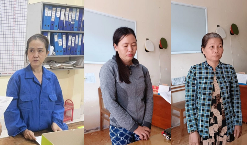 Các đối tượng tại cơ quan công an. Ảnh: Người Lao Động