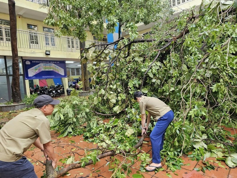 Nhiều trường học trên địa bàn Hà Nội bị thiệt hại về cơ sở vật chất do bão. Ảnh: Giáo dục và Thời đại