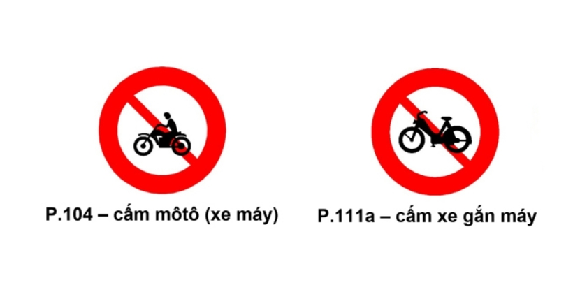 Xe môtô (hay còn gọi là xe máy) có dung tích động cơ từ 50 phân khối (cc, cm3) trở lên, trọng tải bản thân xe không quá 400 kg. Người sử dụng nhóm xe này phải có giấy phép lái xe hạng A1 trở lên và từ 18 tuổi trở lên. Trong khi xe gắn máy có vận tốc thiết kế lớn nhất không lớn hơn 50 km/h, dưới 50 phân khối. Người sử dụng nhóm xe này không cần có giấy phép lái xe và từ 16 tuổi.
Cách phân biệt đơn giản là biển "xe máy/môtô" có người ngồi trên, còn biển xe gắn máy thì không có người.