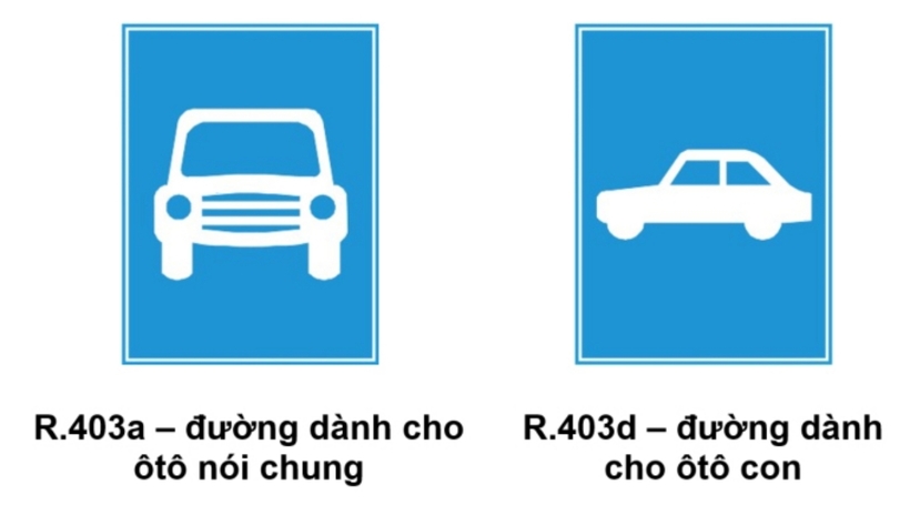 Cùng là biển báo làn đường dành cho ôtô, nhưng nhiều tài xế thường nhầm giữa hình vẽ ôtô trên biển, giữa một biển đầu xe, một bên ngang thân xe. Trong trường hợp này, quy tắc chung để các tài xế dễ nắm bắt là nếu biển báo chỉ có hình đầu xe là làn đường dành cho "mọi loại ôtô", trong khi đó nếu hình xe quay ngang thì làn đường "dành riêng cho một loại ôtô". Ví dụ trong biển báo phía trên, biển quay ngang ý nói đường dành riêng cho ôtô con.